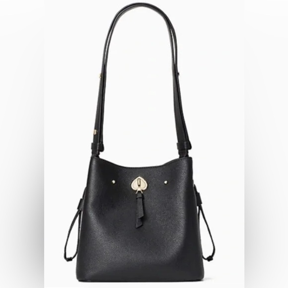 Kate Spade Large Marti pebbled black bucket bag